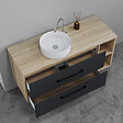 AICA SANITAIRE - AICA Ensemble meuble de Salle de Bain Suspendu 120cm avec vasque à poser + Colonne + Armoire salle de bain avec miroir - vignette