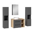AICA SANITAIRE - AICA Ensemble meuble de Salle de Bain Suspendu 80cm avec lavabo à poser + 2*Colonne + Armoire salle de bain avec miroir - vignette