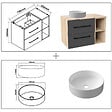 AICA SANITAIRE - AICA Ensemble meuble de Salle de Bain Suspendu 80cm avec lavabo à poser + 2*Colonne + Armoire salle de bain avec miroir - vignette