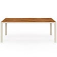 ID MARKET - Salon de jardin NOUMEA table 190 cm plateau verre trempé effet bois et 8 chaises empilables beige et bois - vignette
