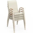 ID MARKET - Salon de jardin NOUMEA table 190 cm plateau verre trempé effet bois et 8 chaises empilables beige et bois - vignette