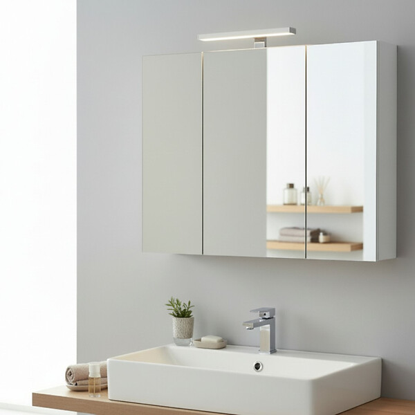 GODART - Armoire miroir de toilette éclairante 3 portes 70 cm blanche Juno 2 - large