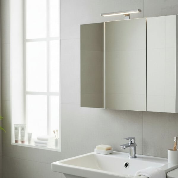 GODART - Armoire miroir de toilette éclairante 3 portes 60 cm blanche Juno 2 - large