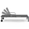 ID MARKET - Lot de 2 transats de jardin inclinables JAVA avec tablettes en acier gris et toile grise - vignette