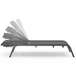 ID MARKET - Lot de 2 transats de jardin inclinables BORA avec table d'appoint modulable en acier gris anthracite et toile grise - vignette