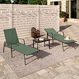 ID MARKET - Lot de 2 transats de jardin inclinables FIDJI en acier et toile vert olive - vignette