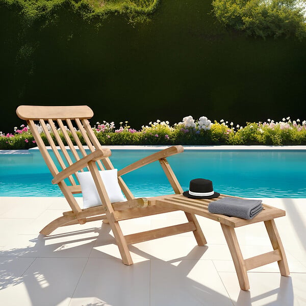 HAPPY GARDEN - Transat pliant 153cm en teck LOMBOK - large