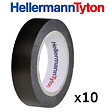 HELLERMANNTYTON - Lot de 10 rubans isolant de 10m et de largeur 15mm Noir-HellermannTyton - vignette