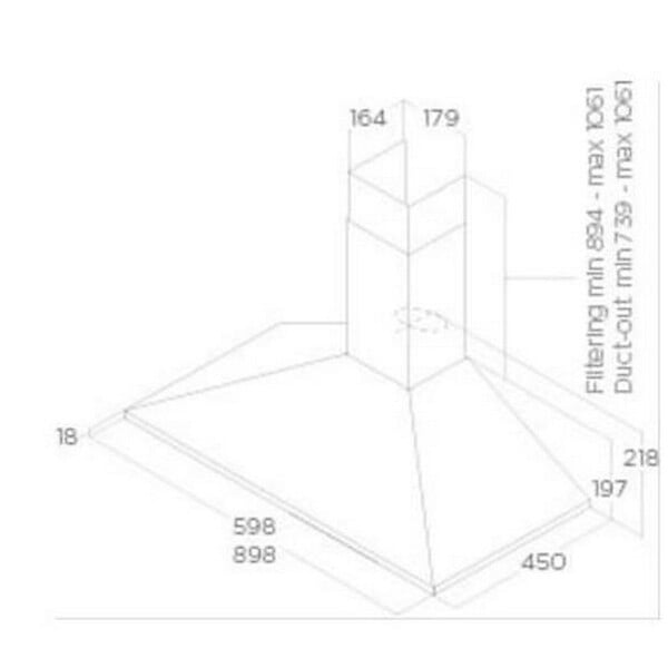 ELICA - hotte décorative murale 90cm 68db 395m3/h inox - prf0091763b - large