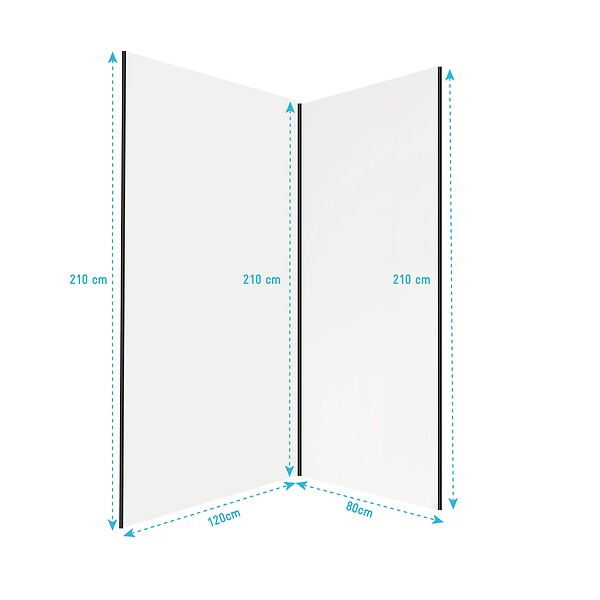 AURLANE - Pack 2 Panneaux Muraux en Aluminium Blanc 80+120x210cm + Profilés Noir - WALL'IT - large