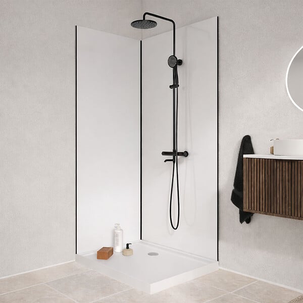 AURLANE - Pack 2 Panneaux Muraux en Aluminium Blanc 80+120x210cm + Profilés Noir - WALL'IT - large