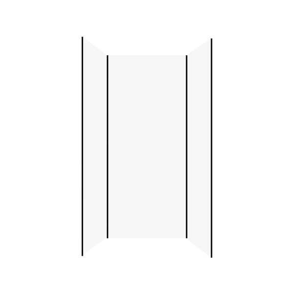AURLANE - Pack de 3 Panneaux Muraux Aluminium Blanc 90+120+90x210 cm avec Profilés Noirs - WALL'IT - large