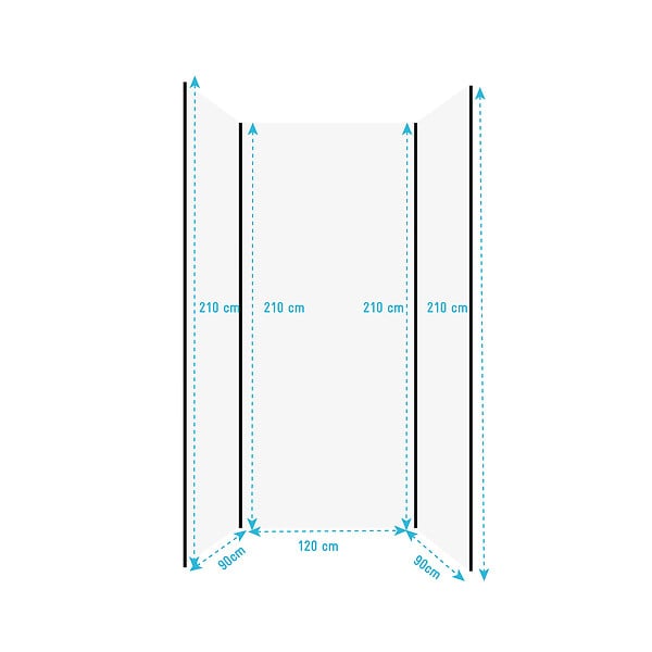 AURLANE - Pack de 3 Panneaux Muraux Aluminium Blanc 90+120+90x210 cm avec Profilés Noirs - WALL'IT - large