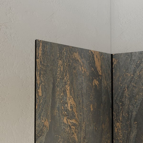 AURLANE - Pack 3 Panneaux Muraux Pierre Venus 90+120+90 x 210cm et Profilés Noirs - STONE'IT - large