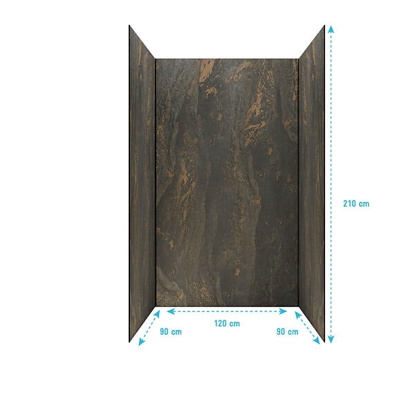 AURLANE - Pack 3 Panneaux Muraux Pierre Venus 90+120+90 x 210cm et Profilés Noirs - STONE'IT - large