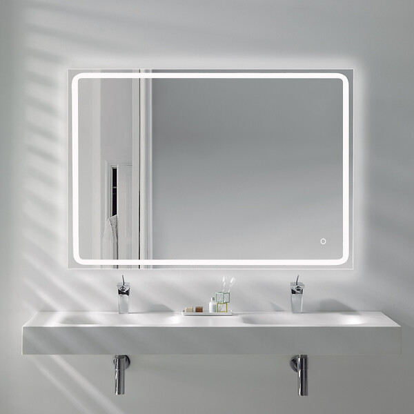 PLANETE BAIN - Miroir Salle de Bain - 100x80 cm - Rectangulaire - avec Éclairage Led - MIA - large