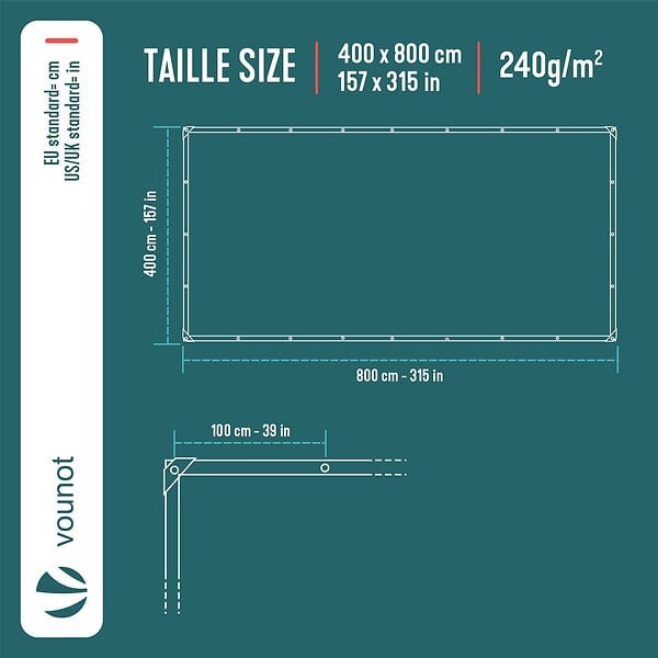 VOUNOT - Bâche de Protection en Polyéthylène resistant et impermeable 240g/m² marron 4x8m - large