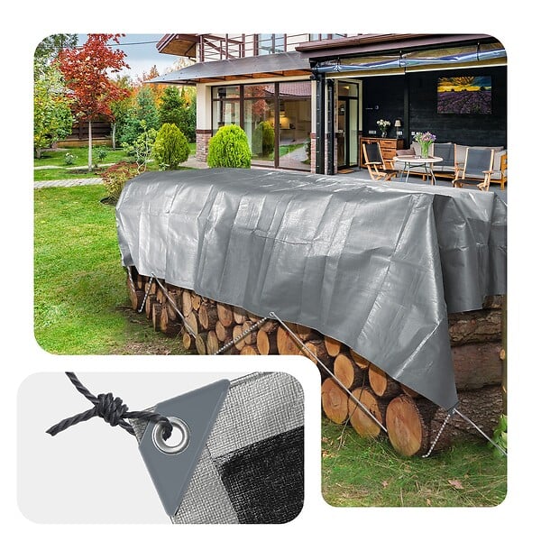 VOUNOT - Bâche de Protection en Polyéthylène resistant et impermeable 180g/m² gris et noir 2x3m - large
