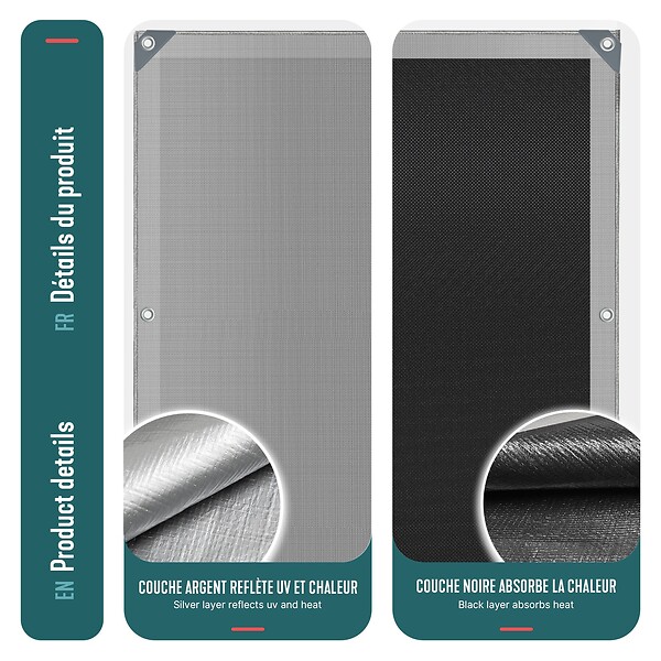 VOUNOT - Bâche de Protection en Polyéthylène resistant et impermeable 180g/m² gris et noir 2x3m - large