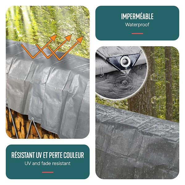 VOUNOT - Bâche de Protection en Polyéthylène resistant et impermeable 240g/m² gris et noir 4x6m - large