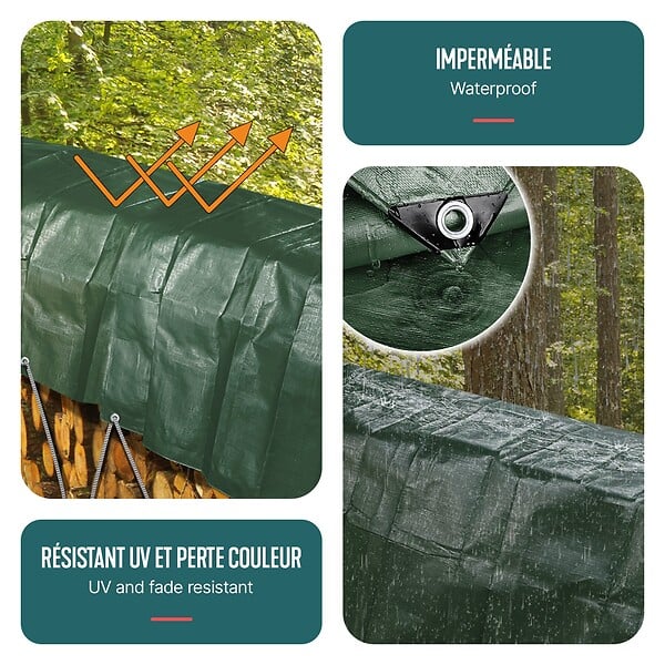 VOUNOT - Bâche de Protection en Polyéthylène resistant et impermeable 240g/m² vert et argent 2x3m - large