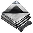 VOUNOT - Bâche de Protection en Polyéthylène resistant et impermeable 180g/m² gris et noir 1.5x6m - vignette