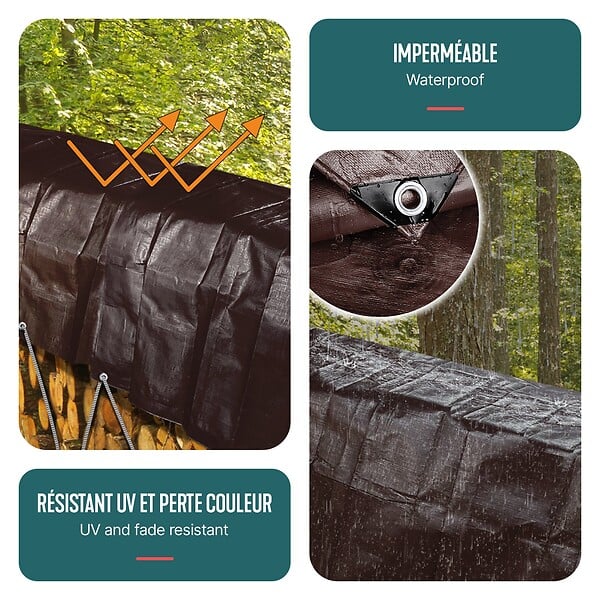 VOUNOT - Bâche de Protection en Polyéthylène resistant et impermeable 240g/m² marron 3x4m - large