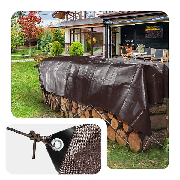 VOUNOT - Bâche de Protection en Polyéthylène resistant et impermeable 240g/m² marron 3x4m - large