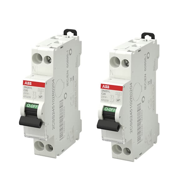 ABB - Lot de 2 disjoncteurs Ph+N raccordement Vis 20A-4,5Ka - Courbe  C-ABB - large