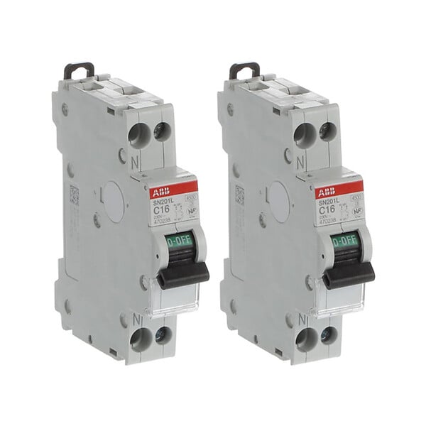 ABB - Lot de 2 disjoncteurs Ph+N raccordement Vis 16A-4,5Ka - Courbe  C-ABB - large