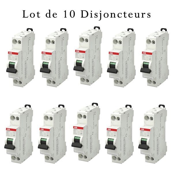 ABB - Lot de 10 disjoncteurs Ph+N raccordement Vis 16A-4,5Ka - Courbe  C-ABB - large
