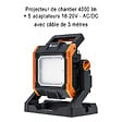 BATILEC - Projecteur de chantier 4000 lm + 5 adaptateurs 18-20V - AC/DC avec câble de 3 mètres - Compatible pour batterie Black & Decker, Bosch, Dewalt, Makita, Metabo, Milwaukee et Stanley - IP65 - vignette