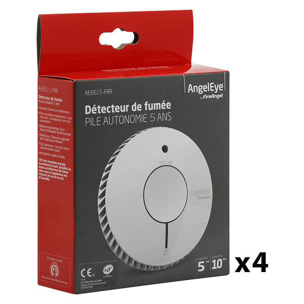 ANGELEYE - Lot de 4 détecteurs de fumée NF autonomie 5ans-garantie 10 ans-AngelEye - large