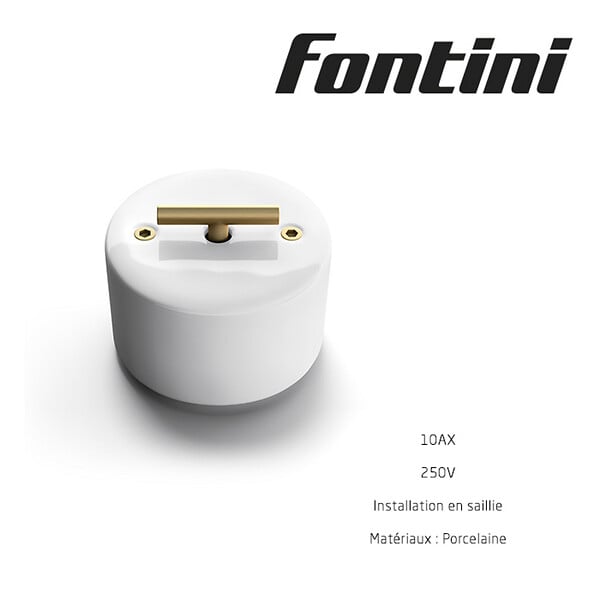 FONTINI - Va-et-vient metal laiton dore satine porcelaine blanche DO-FONTINI - large