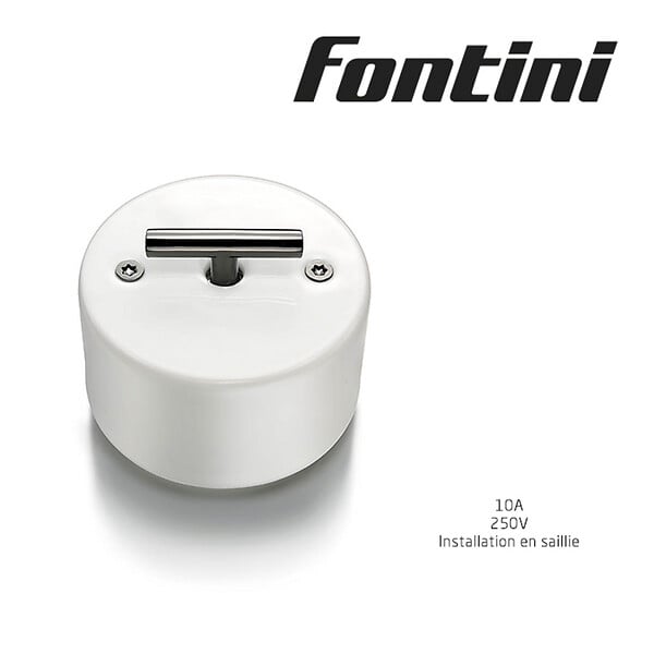 FONTINI - Inter. volets-roulants rotatif metal nickel blanc porcel. blanche DO-FONTINI - large