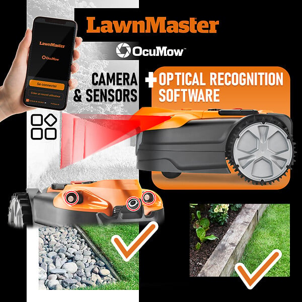 LAWNMASTER - Robot tondeuse autonome 24V sans fil périmétrique avec station de charge - Max 800m² - large