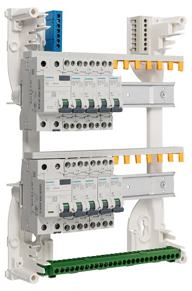 SIEMENS - Tableau 2 rangées pré-équipé 2 inter. diff. 40A + 8 disjoncteurs-SIEMENS - large