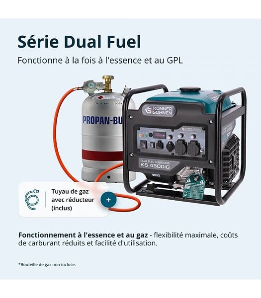 KONNER SOHNEN - Groupe électrogène Inverter Bi-Carburant Könner & Söhnen KS 4500iG - large