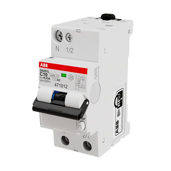 ABB - Disj Diff DS201L 1PN 456Ka C10A 30mA Ac - large