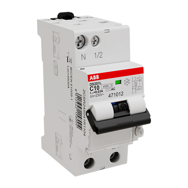 ABB - Disj Diff DS201L 1PN 456Ka C10A 30mA Ac - large