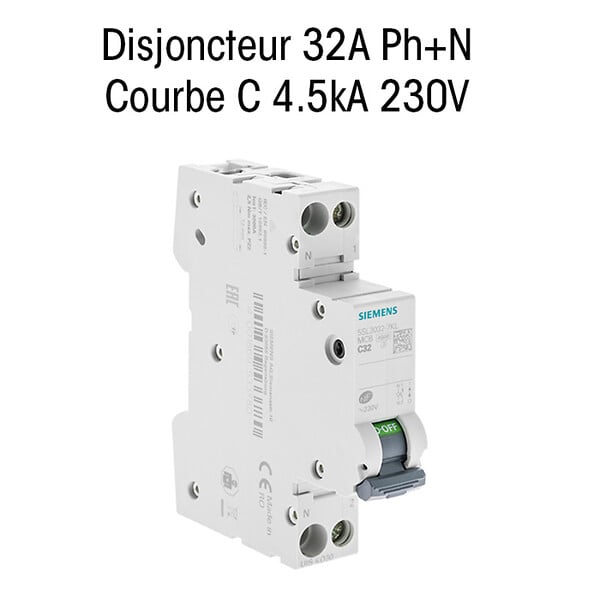 SIEMENS - Disjoncteur 32A Ph+N courbe C 4.5kA 230V-SIEMENS - large