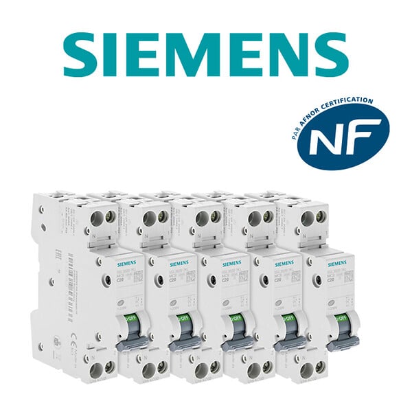 SIEMENS - Lot de 5 Disjoncteurs électriques phase + neutre 20A-SIEMENS - large