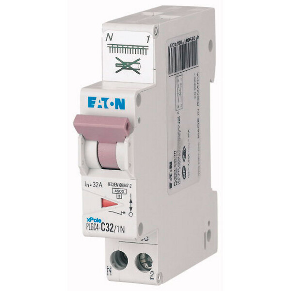 EATON CAPRI - Disjoncteur auto 32A PLG , Ph+N, borne à ressort, 4,5kA (EN 60898) courbe C-EATON - large