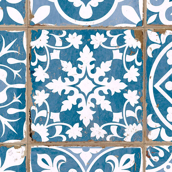 RO'MA NATURE - Carrelage Vintage Bleu Patchwork 33x33x0,95 cm Vintara - Sol et mur intérieur (vendu par carton de 1,09 m²) - large