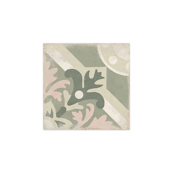 RO'MA NATURE - Carrelage Vintage effet Carreau ciment Sauge 22,3x22,3x0,9 cm Virelia - Sol et mur intérieur (vendu par carton de 0,65 m²) - large