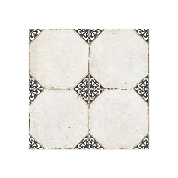 RO'MA NATURE - Carrelage Vintage Blanc et Noir Cabochon 45,2x45,2x0,95 cm Sorelia - Sol et mur intérieur (vendu par carton de 1,02 m²) - large