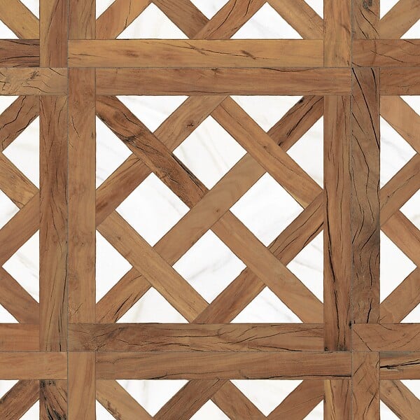 RO'MA NATURE - Carrelage Vintage effet Parquet Bois Pierre Blanche Versailles 45x45x0,95 cm Virelno - Sol intérieur (vendu par carton de 1 m²) - large