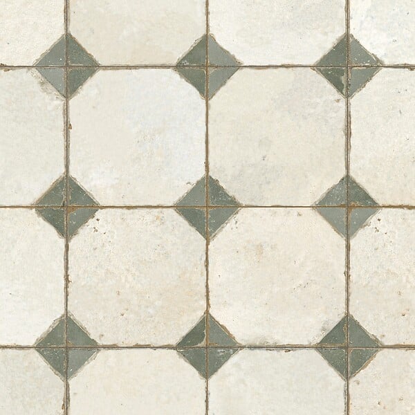 RO'MA NATURE - Carrelage Vintage Vert Cabochon 45x45x0,95 cm Calvero - Sol et mur intérieur (vendu par carton de 1 m²) - large