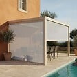 OVIALA - Pergola bioclimatique adossée 3x4 m et 2 stores bois crème - Oia - vignette