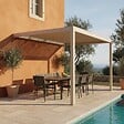 OVIALA - Pergola bioclimatique adossée 3x4 m et 2 stores bois crème - Oia - vignette